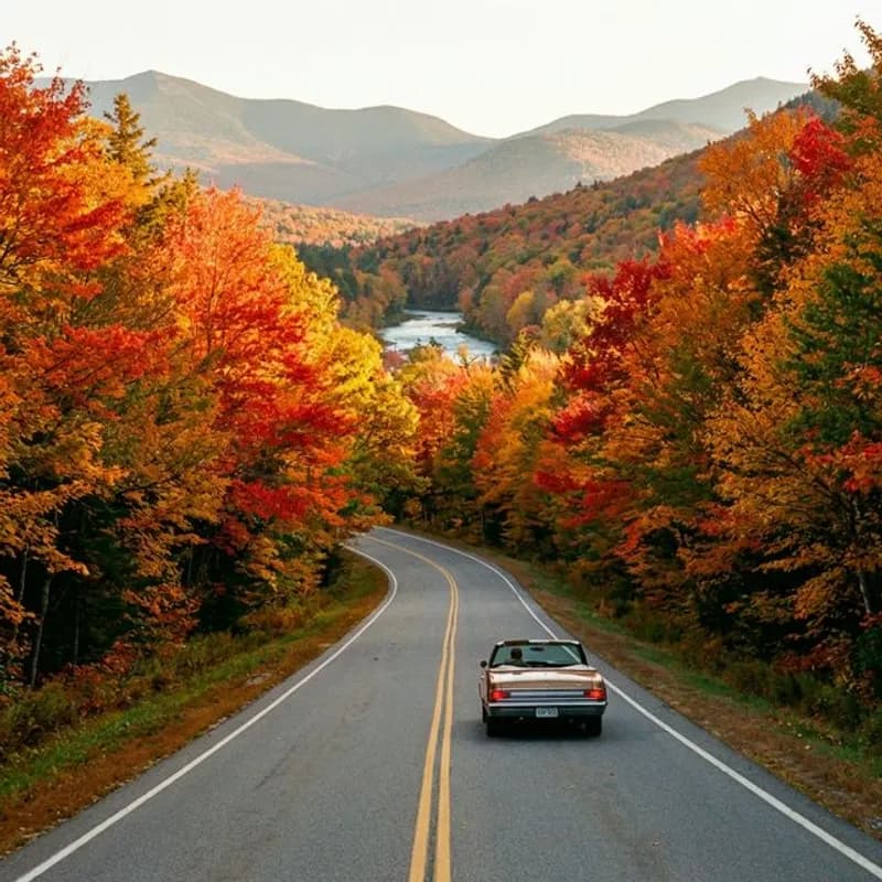 Driving the Kancamagus Highway During Peak Foliage