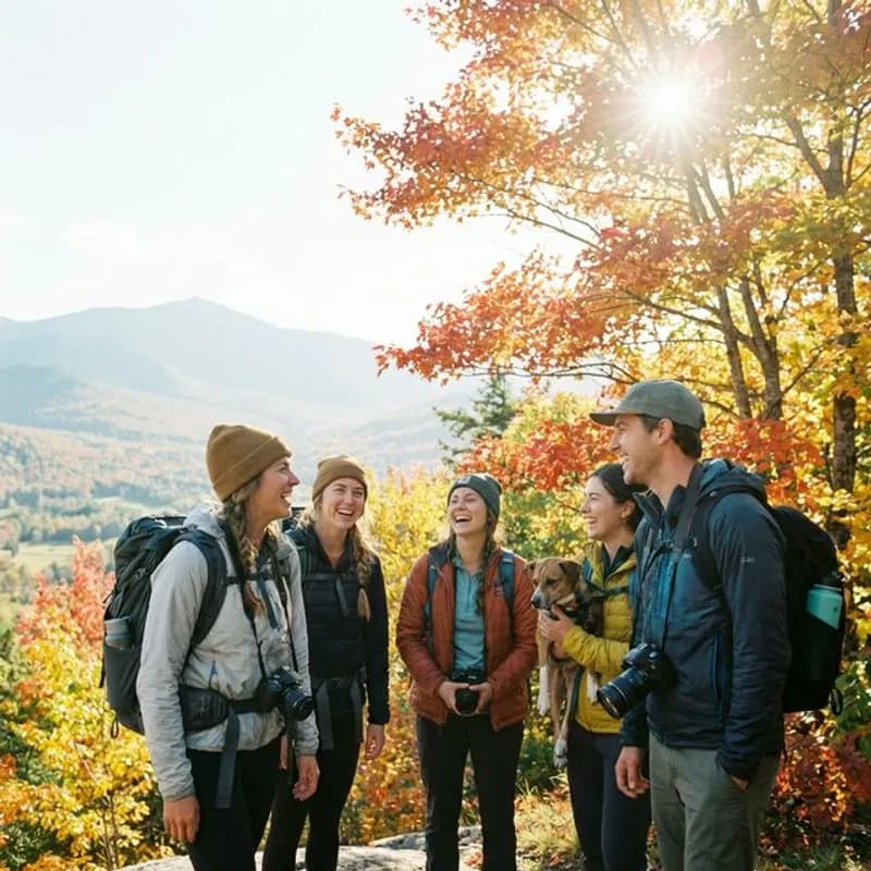 Group hiking in the White Mountains